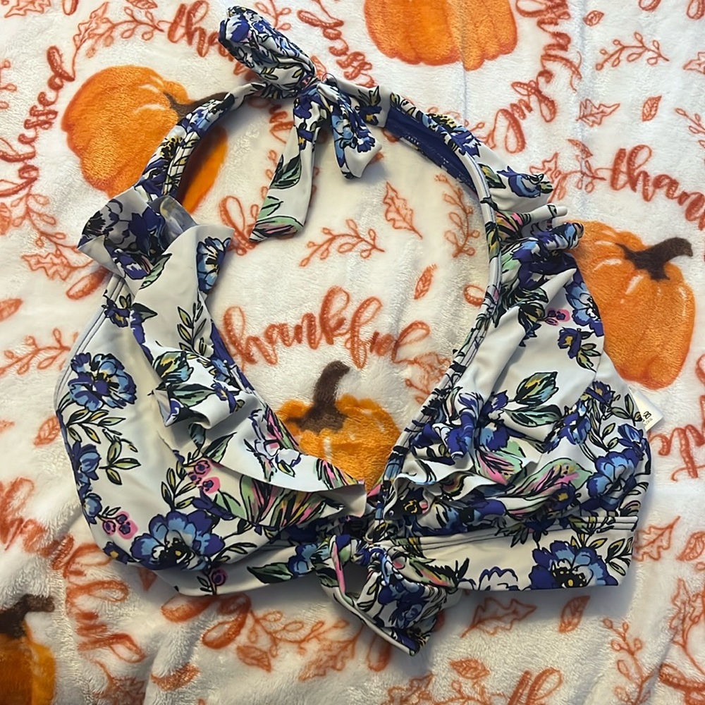 Size medium ruffle blue swim top